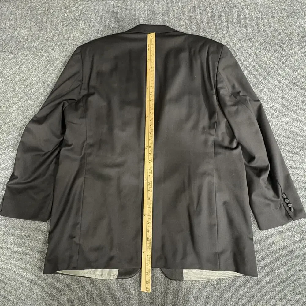 Woolmark Tuxedo Jacket Mens 48 Black Wool Satin Lapel 2 Button Formal Wedding
